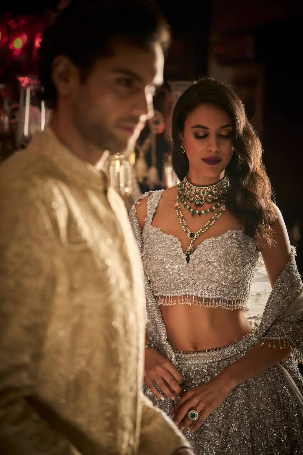 Seema Gujral - Cream Abstract Sherwani Set