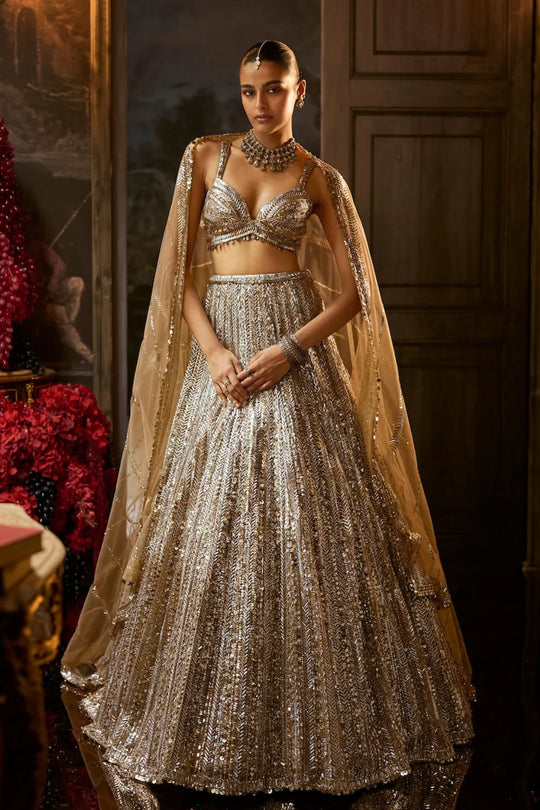 Seema Gujral - Gold Silver Lehenga Set