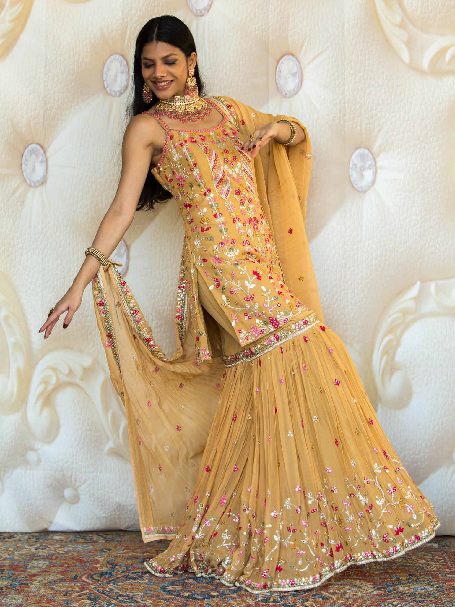 Buy Green Heavily Embroidered Bridal Sharara Suit Set In Velvet KALKI  Fashion India