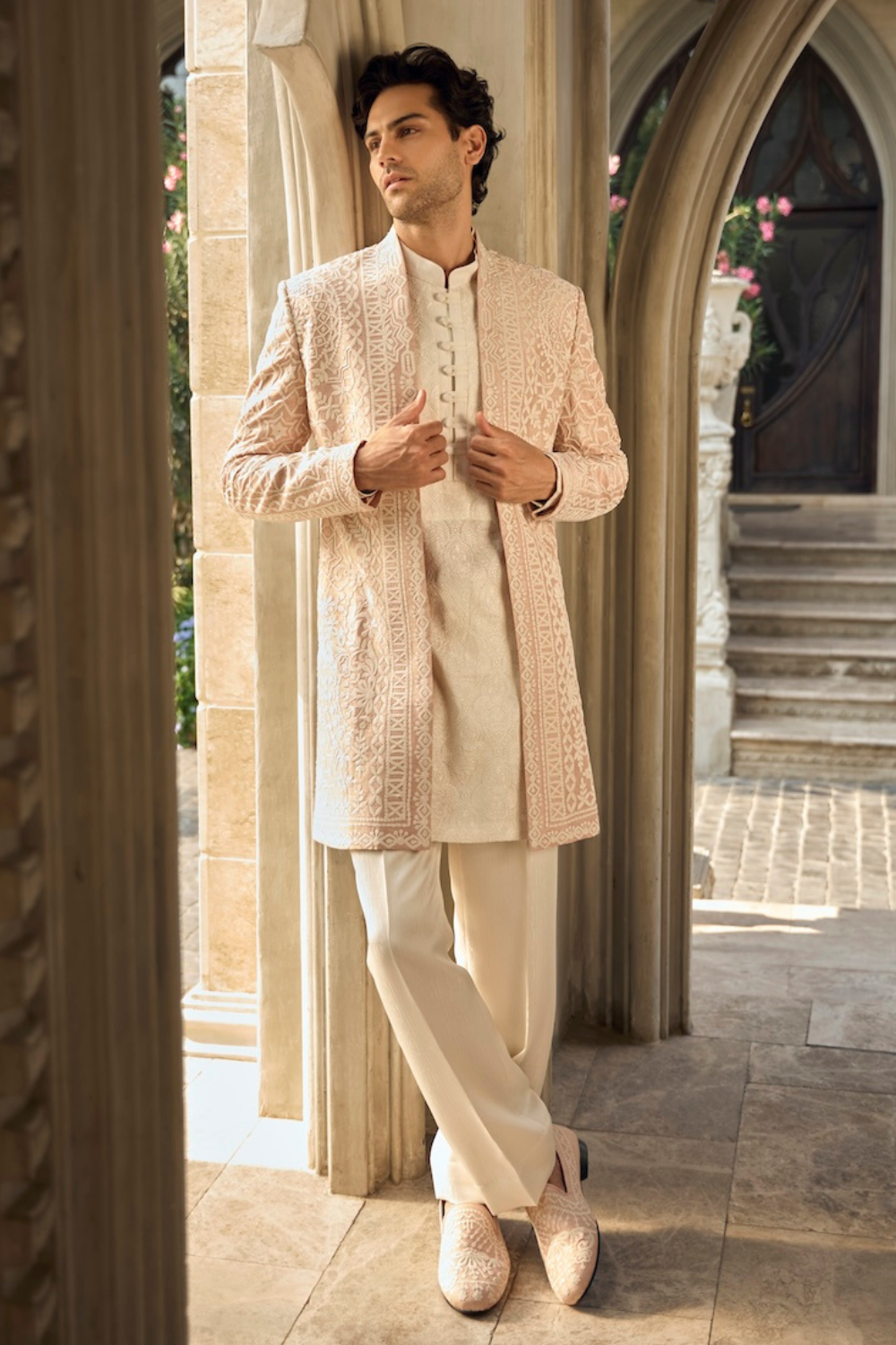 Seema Gujral - Dusty Rose Open Jacket Set