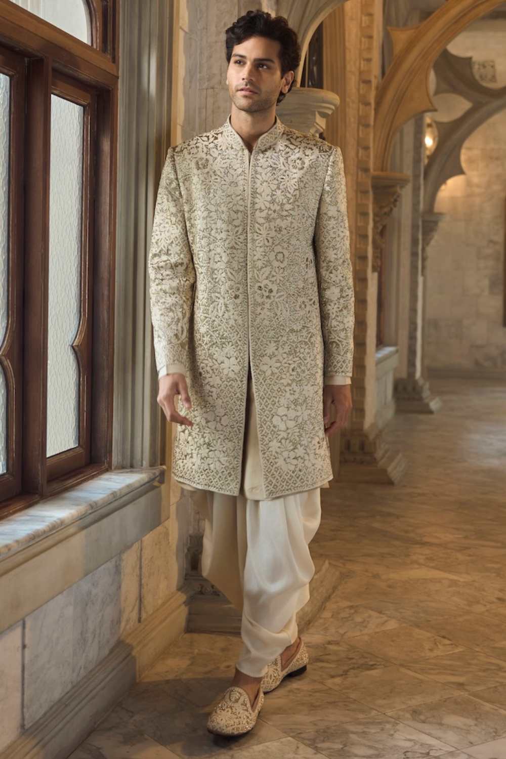 Seema Gujral - Antique Gold Sherwani Set