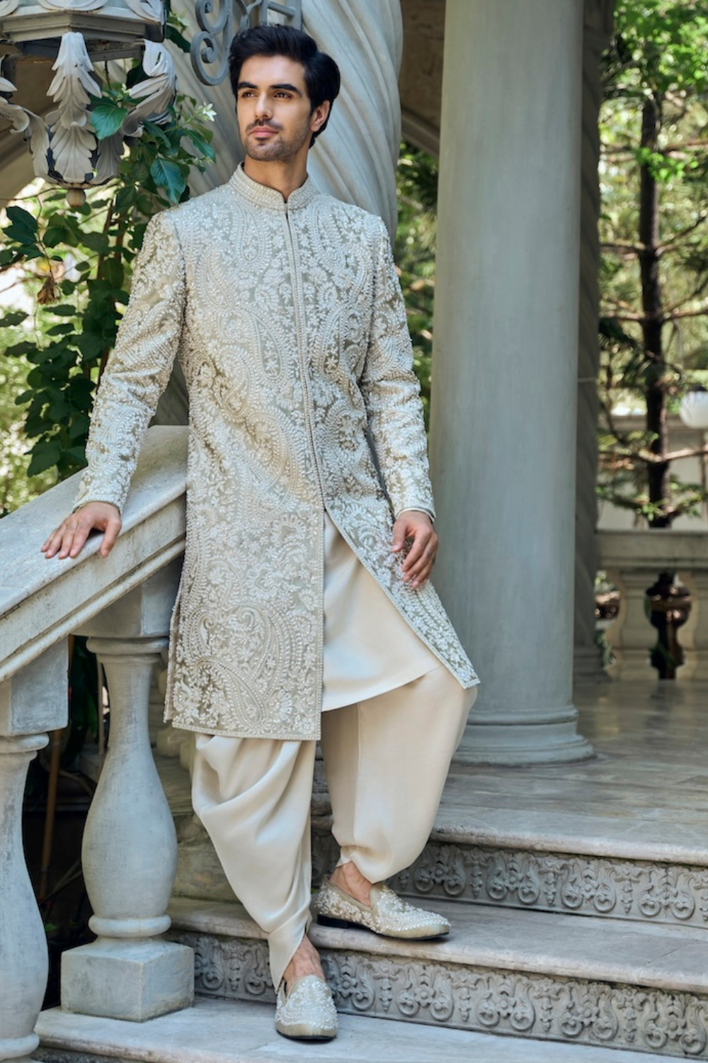 Seema Gujral - Champagne Paisley Sherwani Set