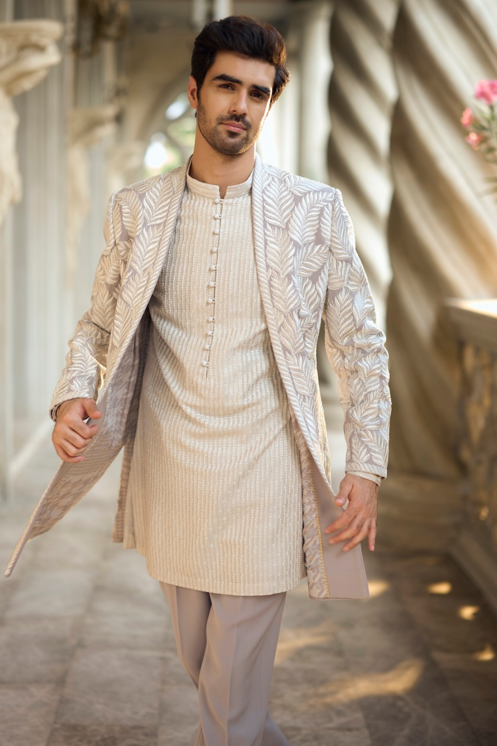 Seema Gujral - Grey Open Jacket Set