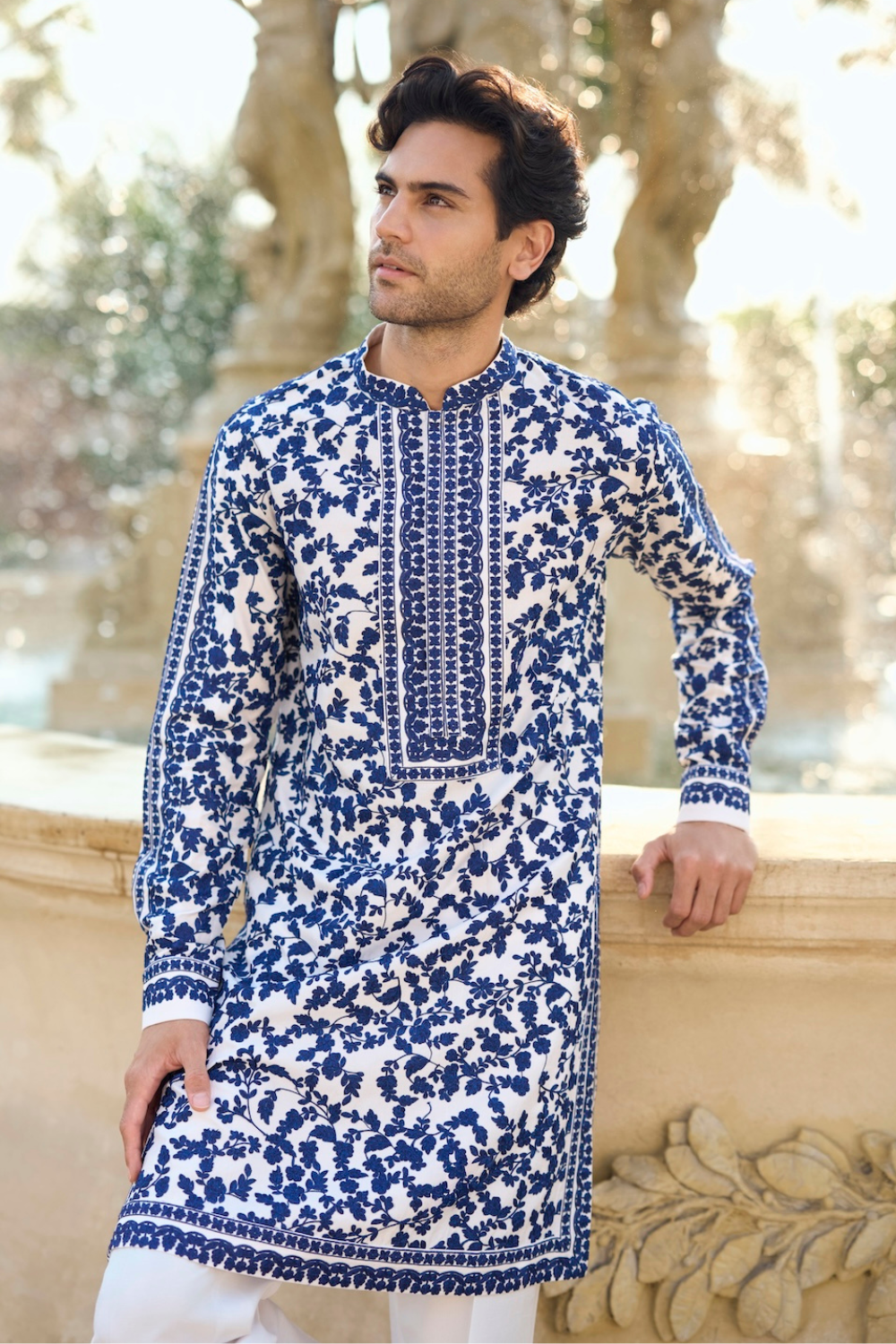 Seema Gujral - Blue Thread Work Kurta Set