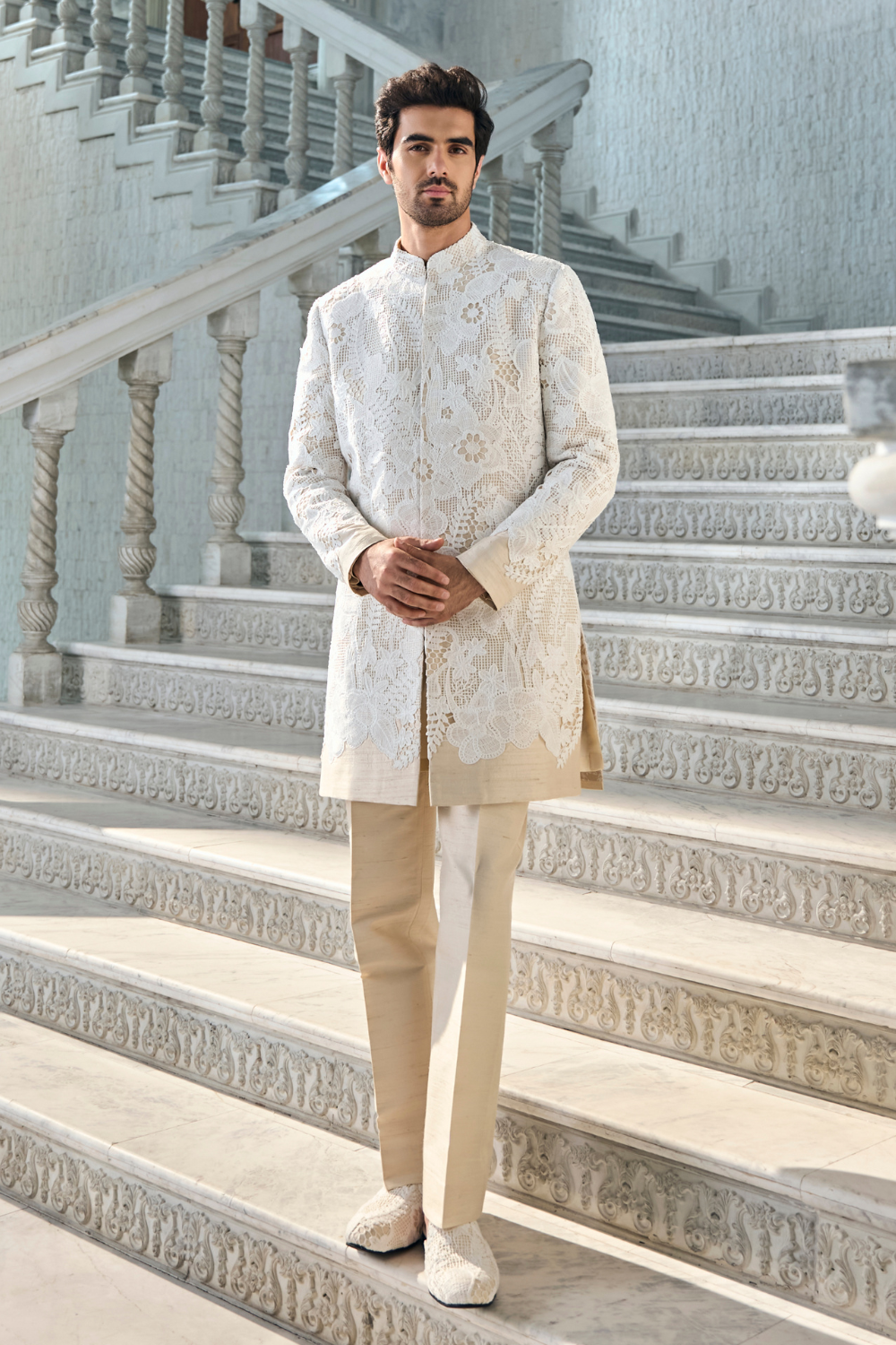 Seema Gujral - Nude Cut Work Sherwani Set