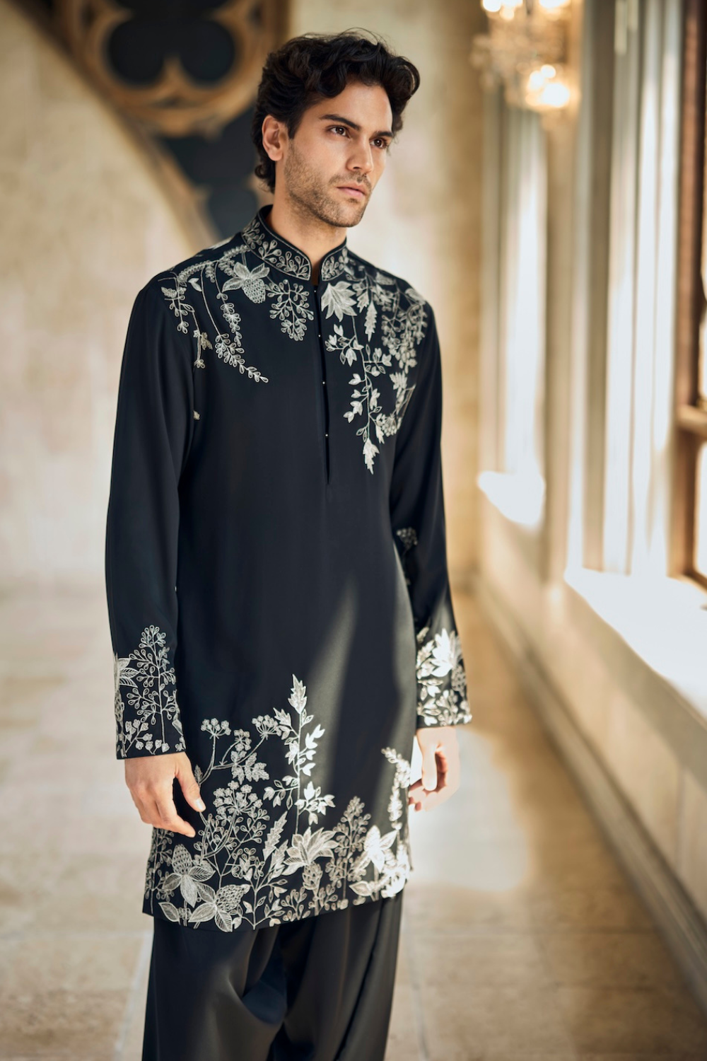 Seema Gujral - Black &amp; Silver Kurta Set