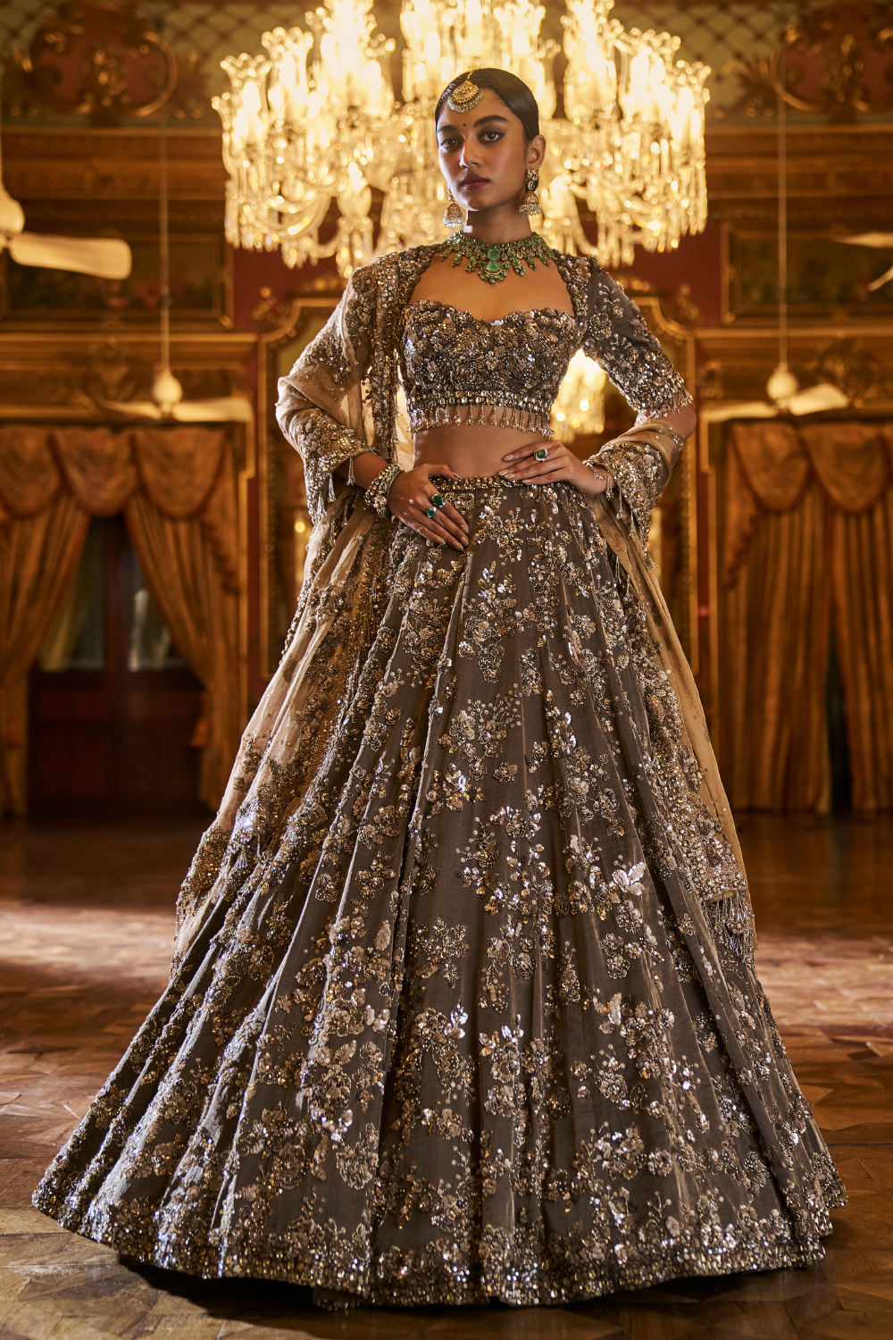 Seema Gujral - Antique Brown Lehenga Set