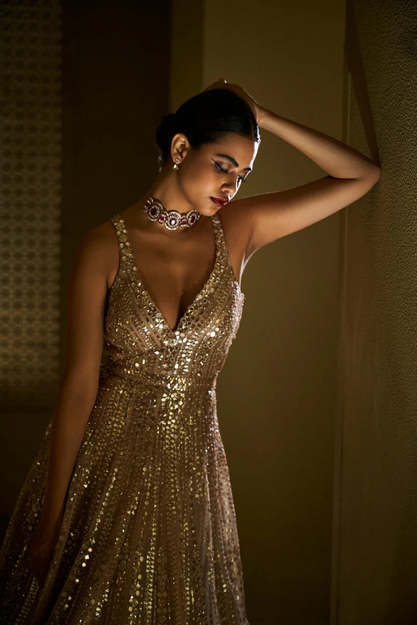Seema Gujral - Light Gold Gown