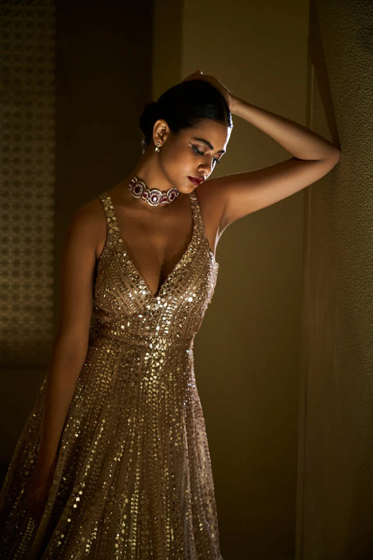 Seema Gujral - Light Gold Gown