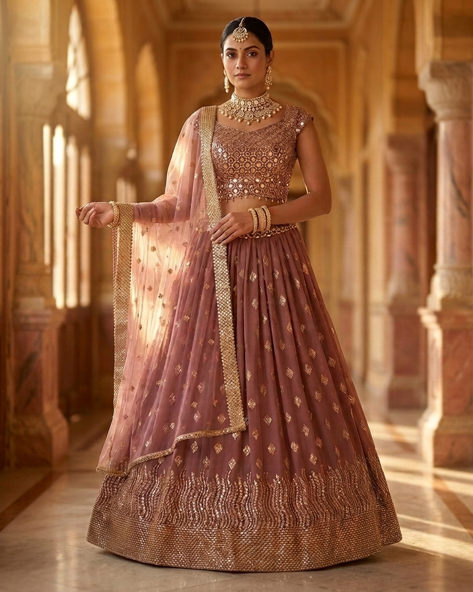 Wine Lehenga