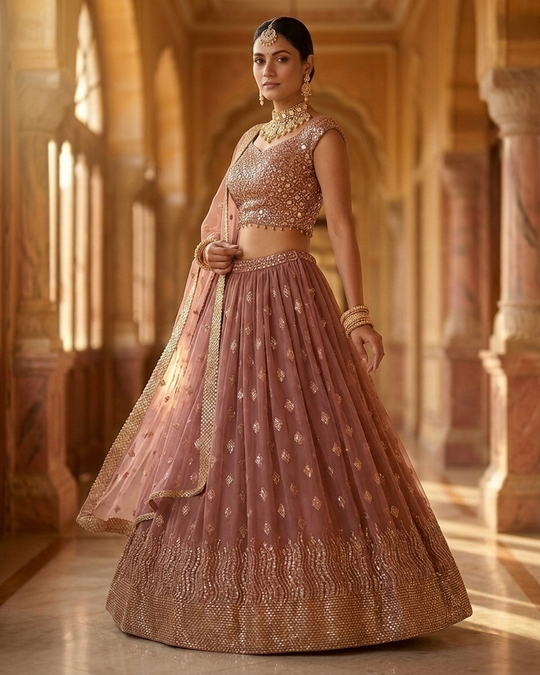 Wine Lehenga