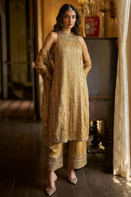 Seema Gujral - Antique Gold Pant Set