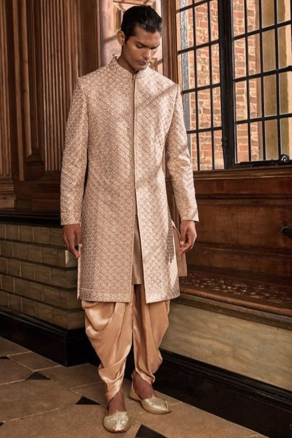 Seema Gujral - Champagne Thread Sequin Sherwani Set