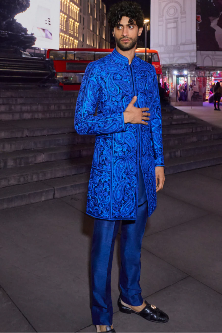 Seema Gujral - Blue Thread Work Sherwani Set