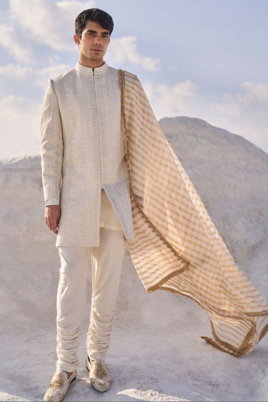 Seema Gujral - Cream Dori Sherwani Set