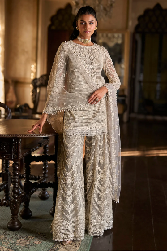 Seema Gujral - Grey Thread Work Sharara Set