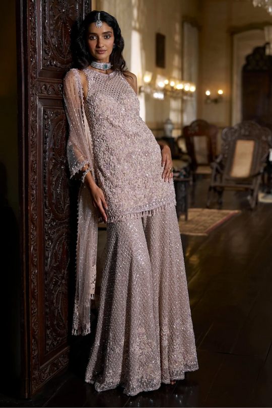 Seema Gujral - Mauve Sequin Sharara Set