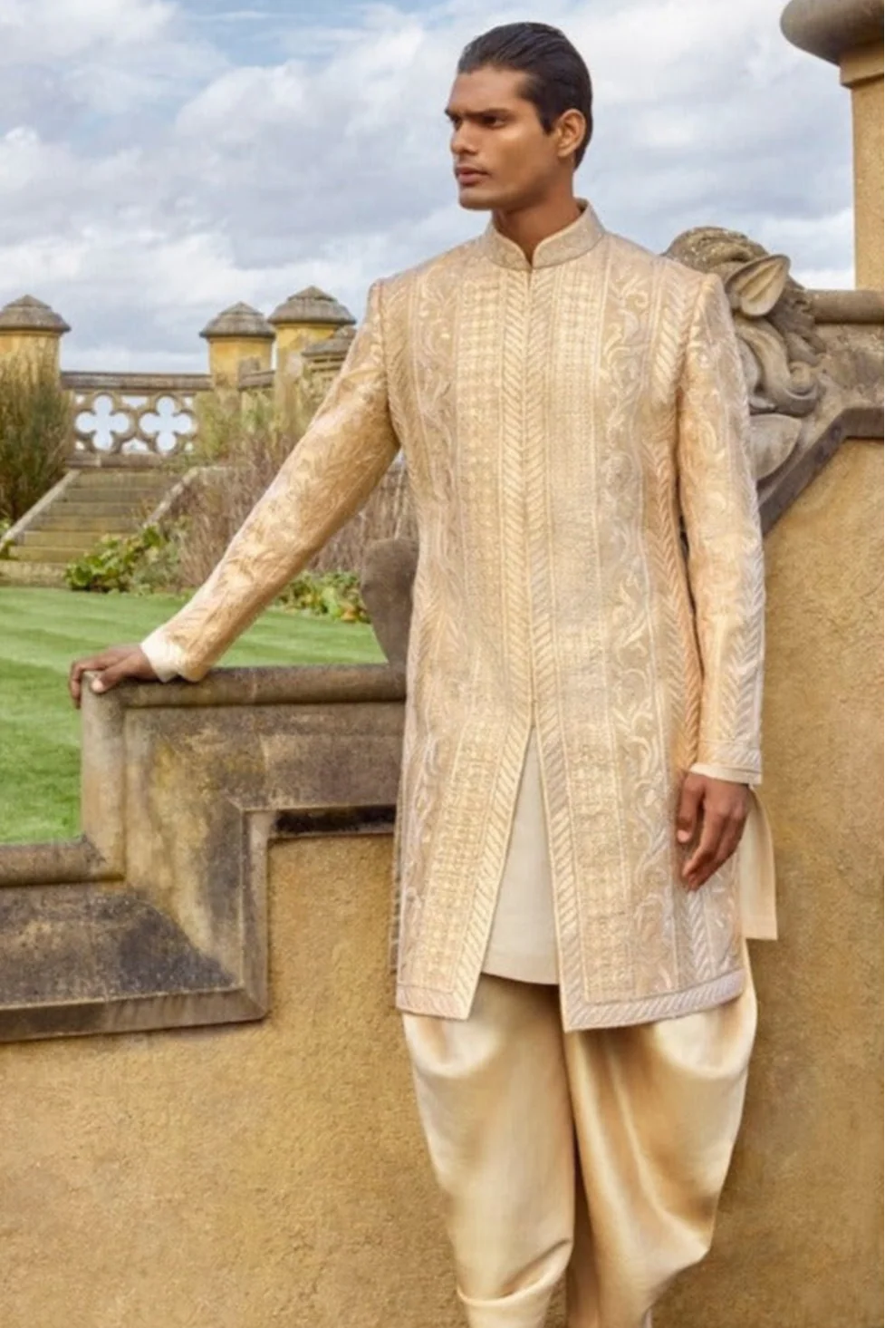 Seema Gujral - Rose Gold Sherwani Set