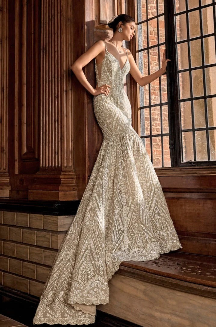 Seema Gujral - Champagne Sequin Gown