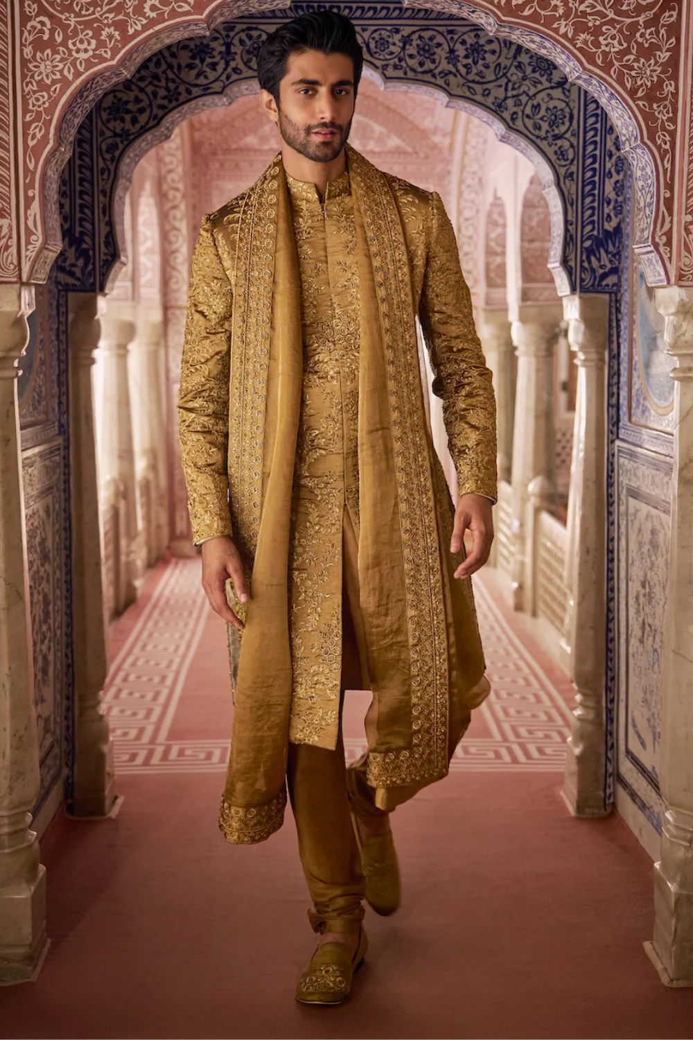 Seema Gujral - Antique Gold Sherwani Set