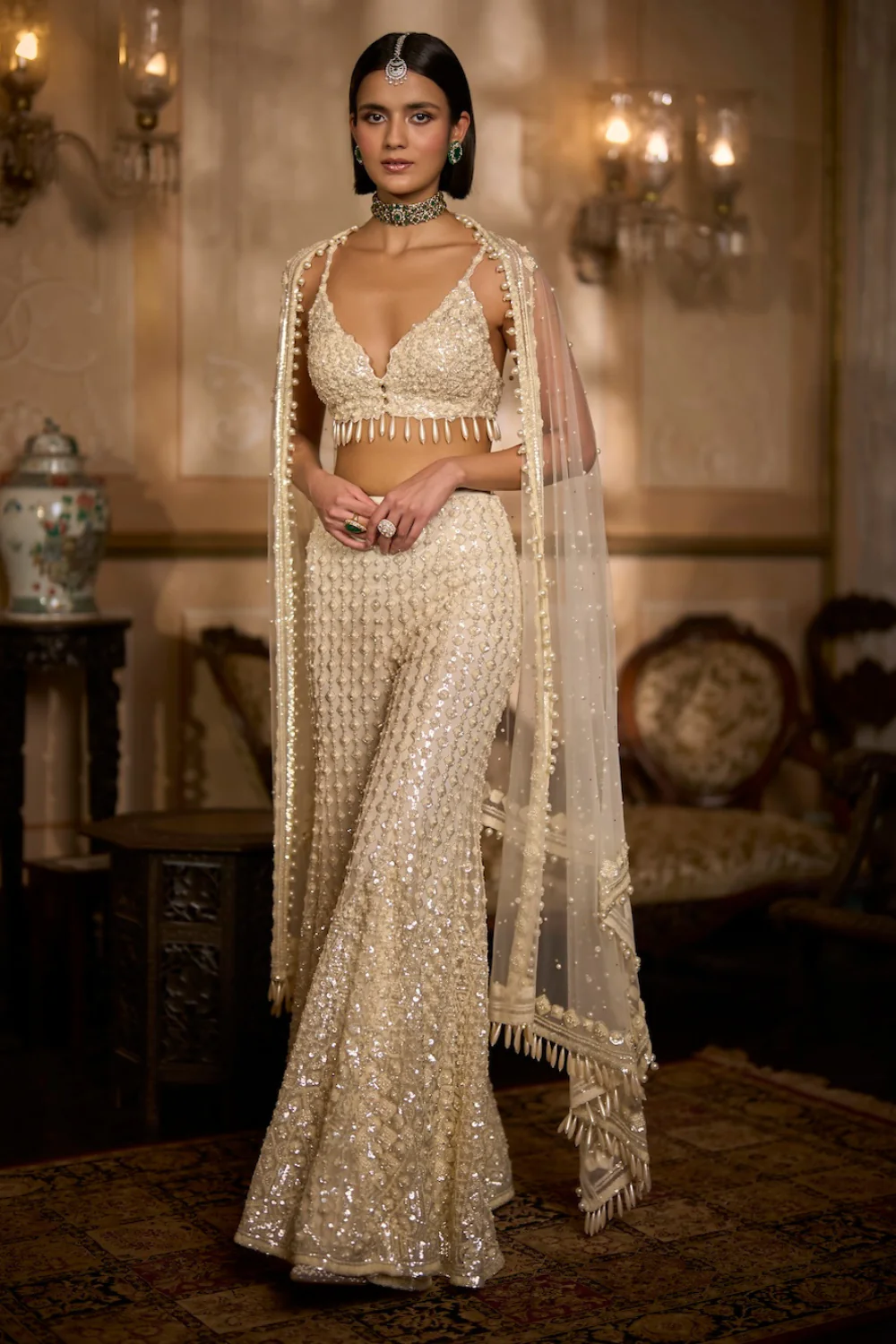 Seema Gujral - Cream Sharara - Pant Set
