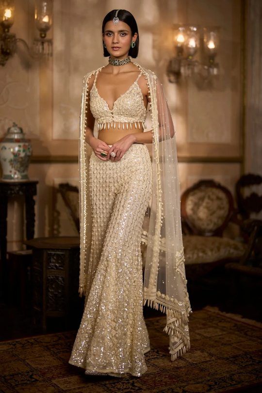 Seema Gujral - Cream Sharara - Pant Set
