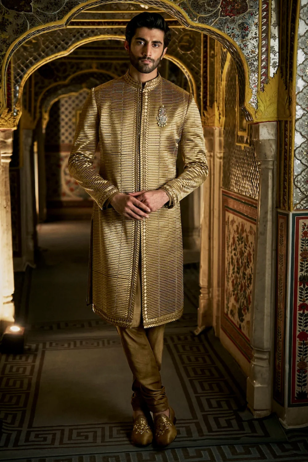 Seema Gujral - Military Green Sherwani Set