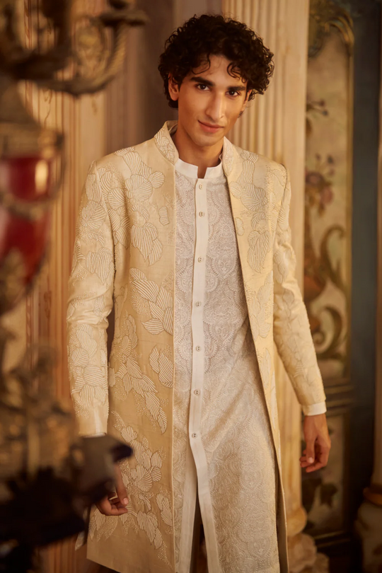Seema Gujral - Nude Open Sherwani Set
