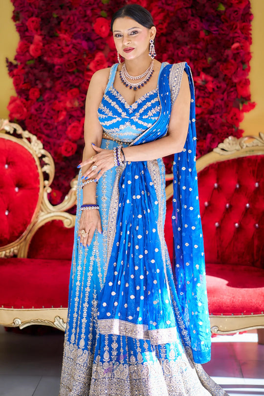 Samaira – Royal Sapphire Hand-Embroidered Lehenga