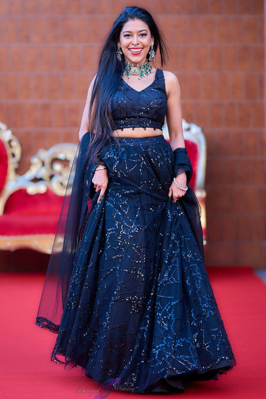 Kavisha — Midnight Constellation Sequin Lehenga