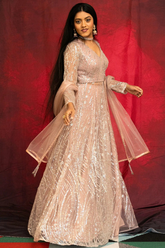 Saanvi – Blush Starlight Sequin Saree