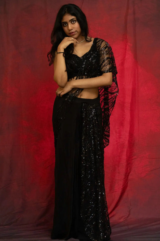 Siya – Midnight Noir Sequin Saree