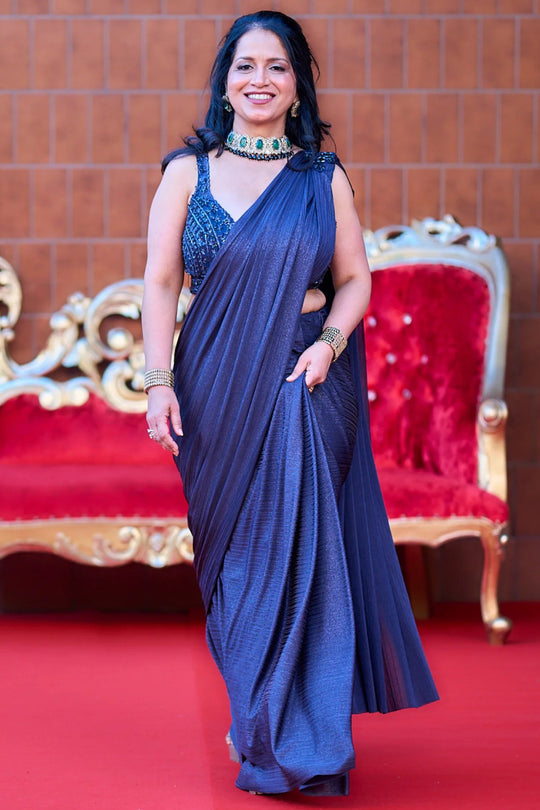 Ira – Midnight Metallic Drape Saree