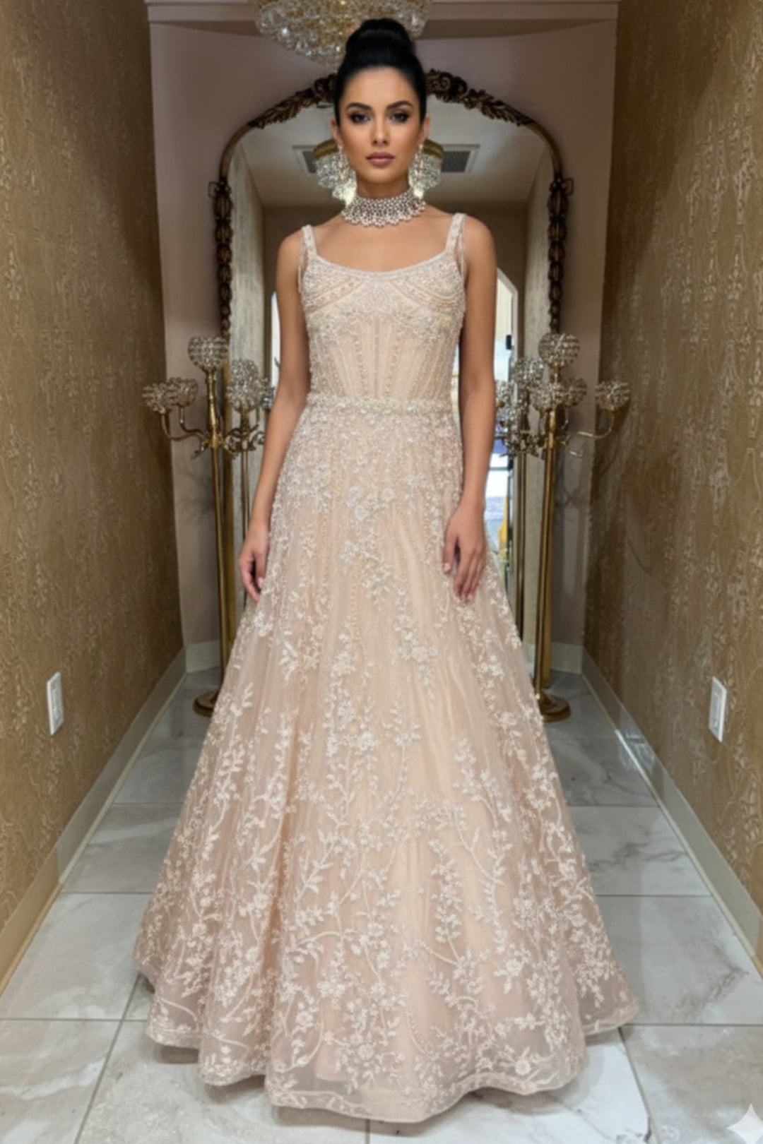 champagne indian dress CHAMPAGNE GOLD GOWN POSHAK