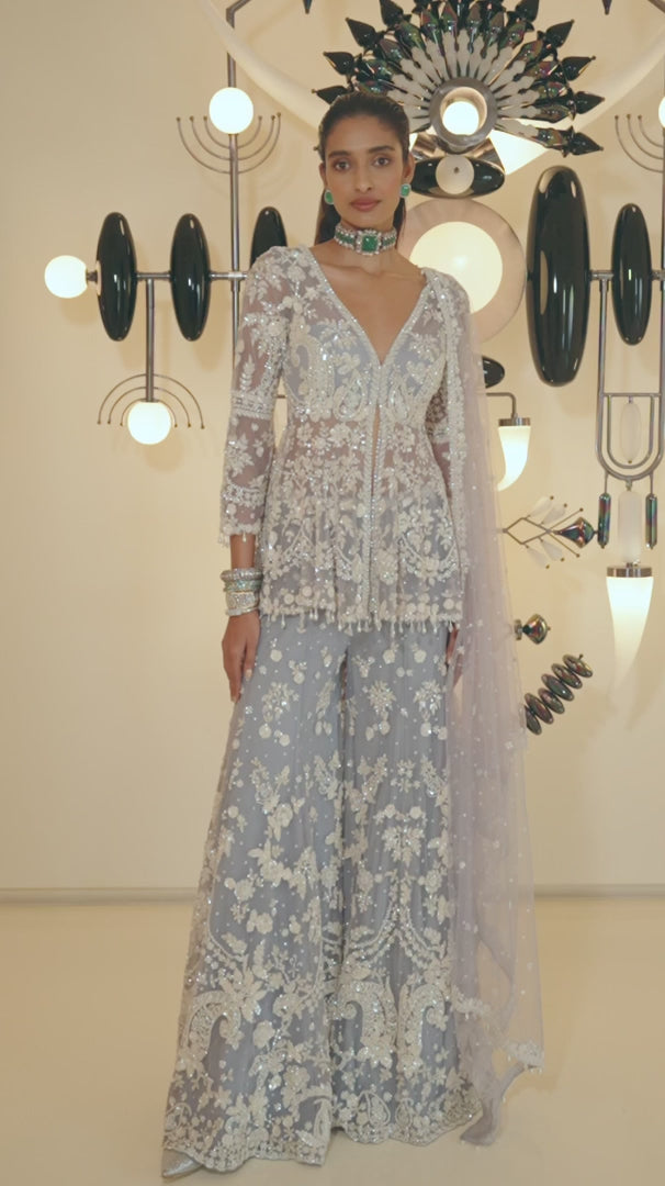 Seema Gujral - Mauve Pearl Sharara Set