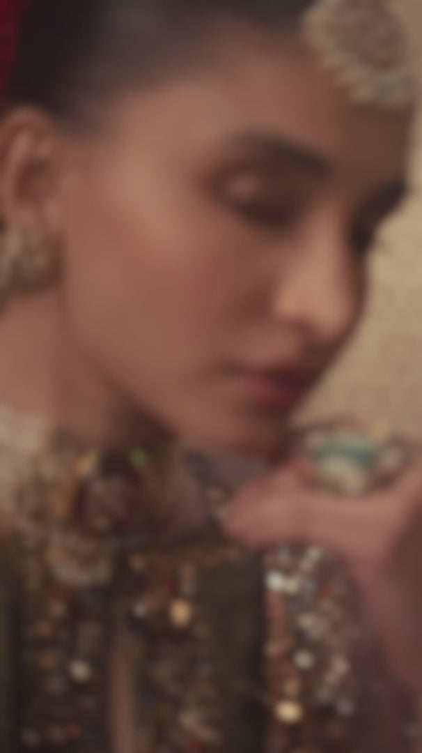 Seema Gujral - Sage Green Velvet Sharara Set