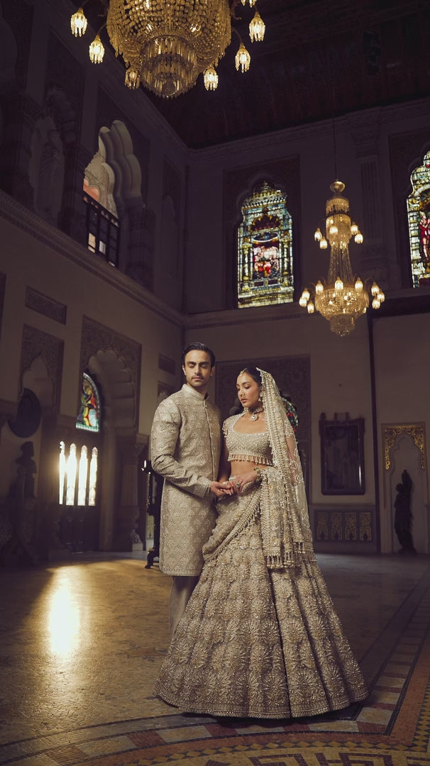 Seema Gujral - Ash Grey Sherwani Set