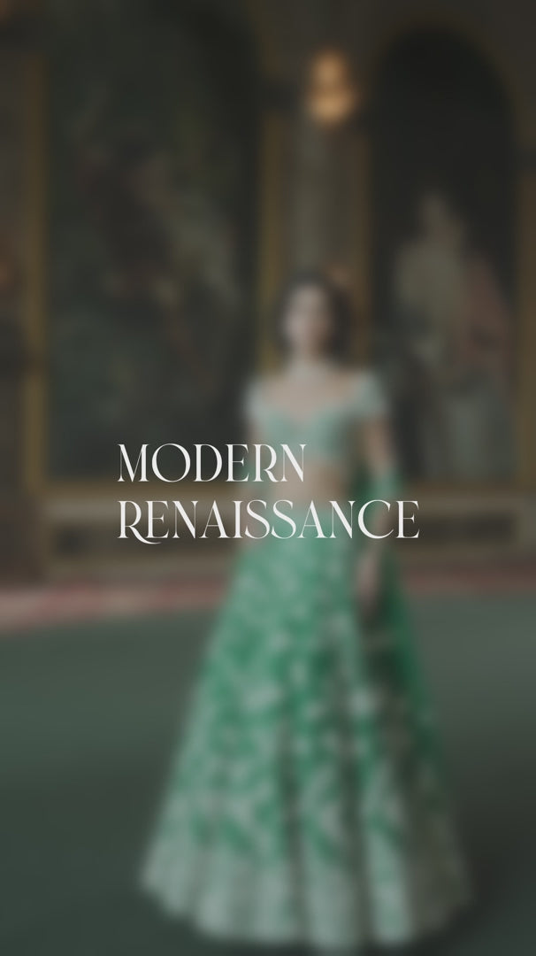 Seema Gujral - Green Thread Work Lehenga Set