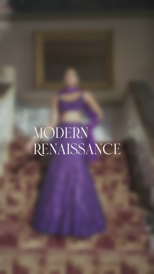Seema Gujral - Purple Sequin Skirt Set