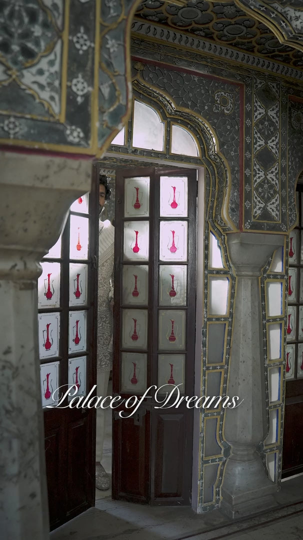 Seema Gujral - Silver Geometric Sherwani Set