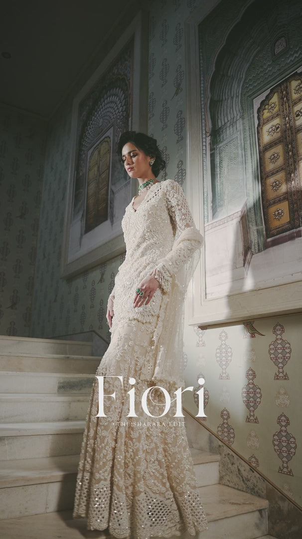 Seema Gujral - Nude Pearl Sharara Set