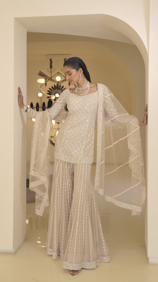 Seema Gujral - Nude Dori Sharara Set