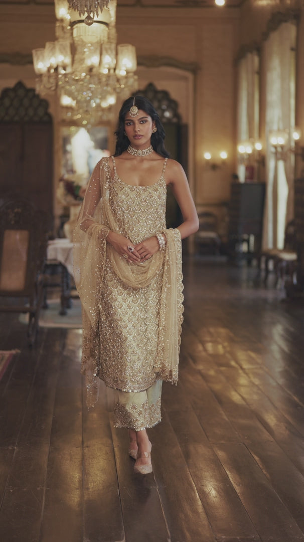 Seema Gujral - Sage Green Sequin Pant Set