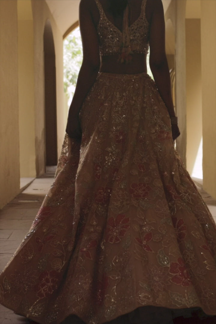 Seema Gujral - Pastel Floral Lehenga Set