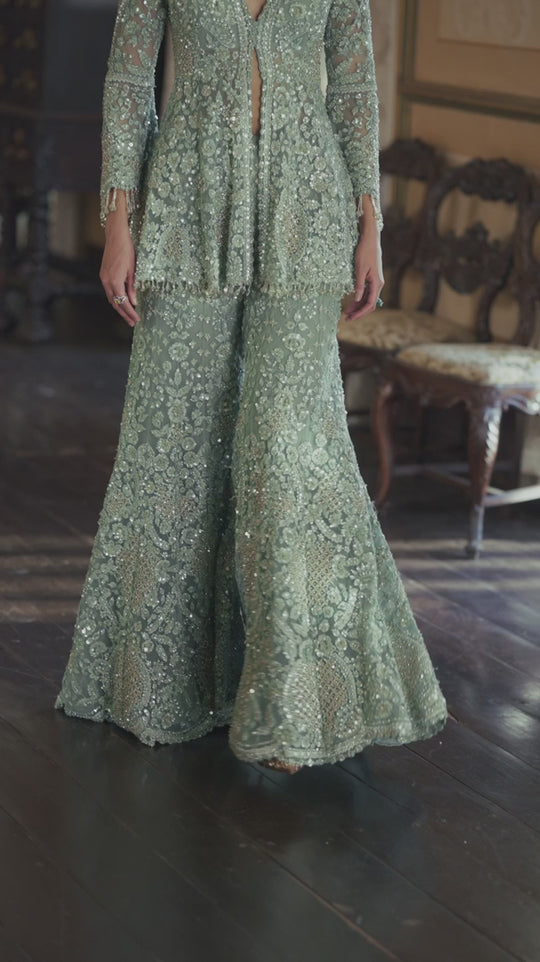 Seema Gujral - Sage Green Sharara Set