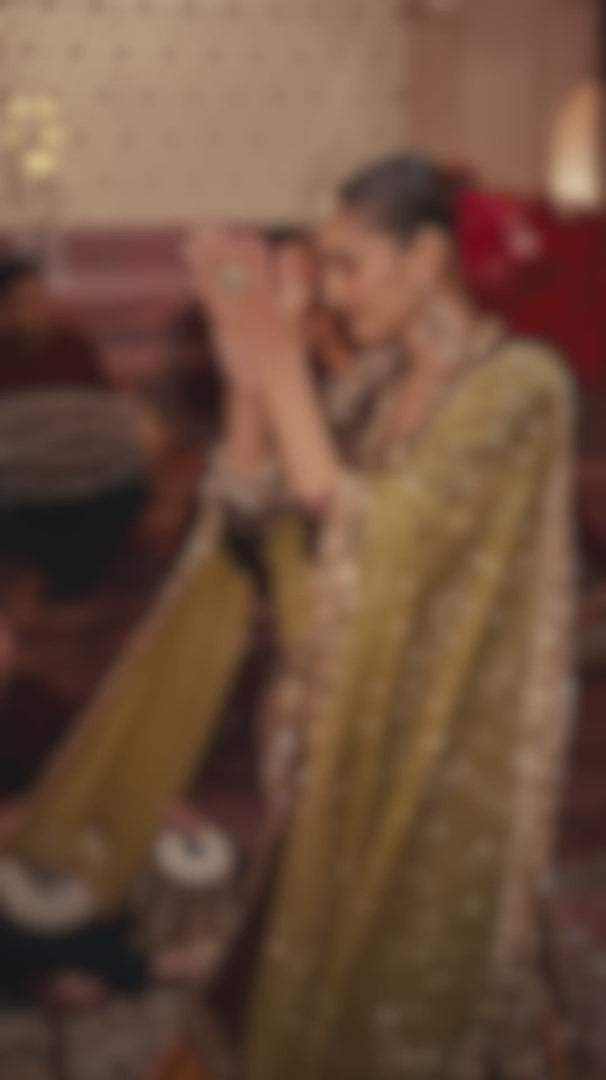 Seema Gujral - Chocolate brown Velvet Jacket Sharara Set