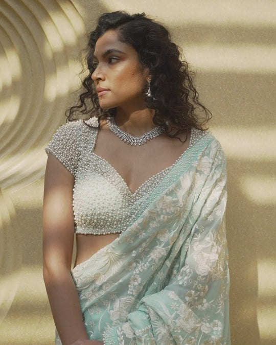 Seema Gujral - Powder Blue Saree