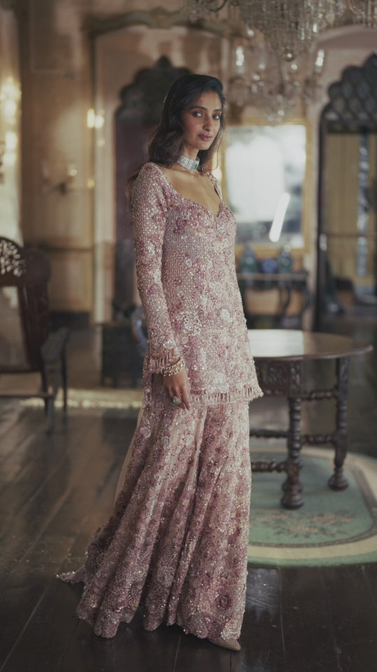 Seema Gujral - Dusty Rose Sharara Set