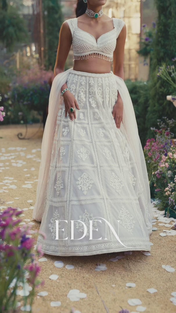 Seema Gujral - Ice Grey Dori Lehenga Set