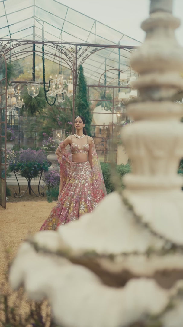 Seema Gujral - Coffee Floral Lehenga Set